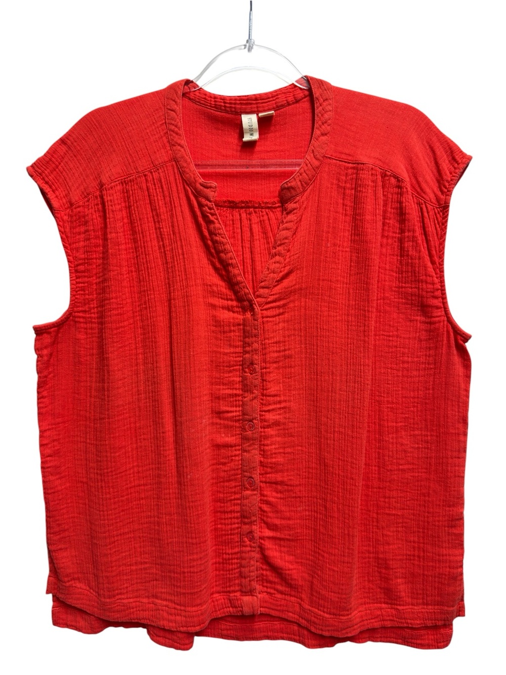 Pure Cotton Knit Gauze Twill Chambray Blouse Shirt Top